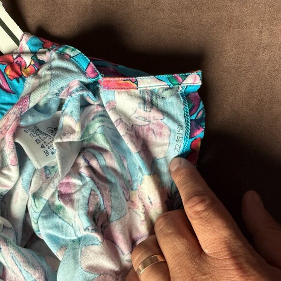 Lands' End Women's M Swim Cover-up Dress Cotton Jersey Sleeveless Turquoise Lily - Picture 7 of 10